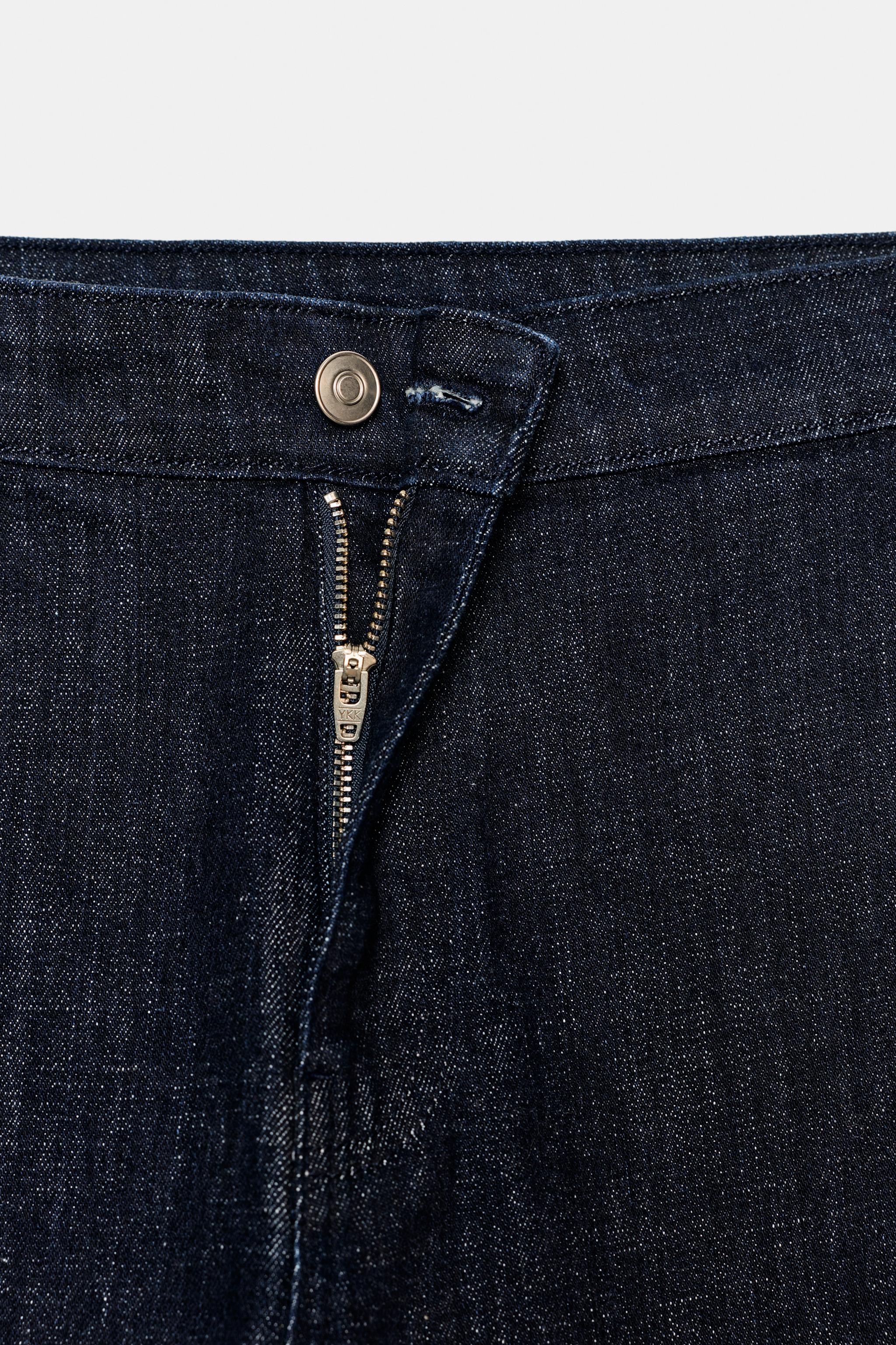 HIGH-WAISTED FAUX DENIM PANTS